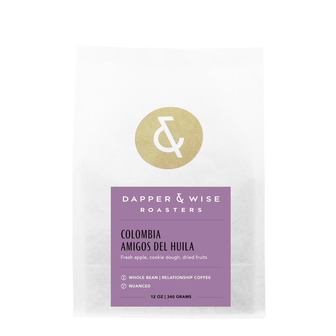 A white bag of coffee beans from Rosso Coffee Roasters